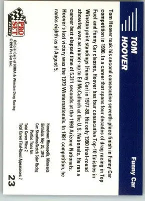 Tom Hoover - 1991 Pro Set NHRA - #23 - Racing - Racing Card Single