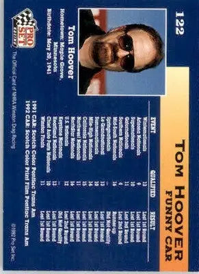 Tom Hoover - 1992 Pro Set NHRA - #122 - Racing - Racing Card Single