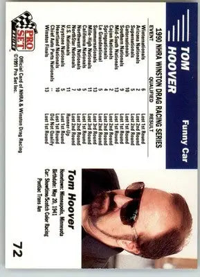 Tom Hoover’s Car - 1991 Pro Set NHRA - #72 - Racing - Racing Card Single
