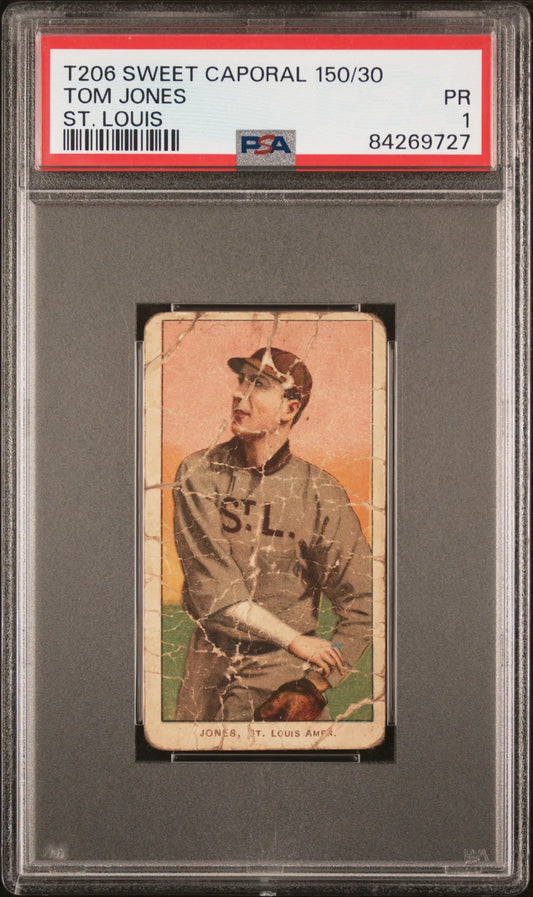 Tom Jones 1909-11 T206 Sweet Caporal 150/30 St. Louis PSA 1 Poor - Baseball Card Single