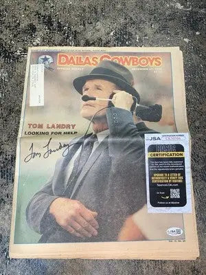 Tom Landry Signed Dallas Cowboys Weekly Magazine December 27 1986 JSA Auto