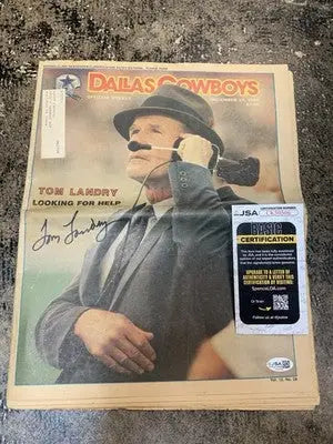 Tom Landry Signed Dallas Cowboys Weekly Magazine December 27 1986 JSA Auto
