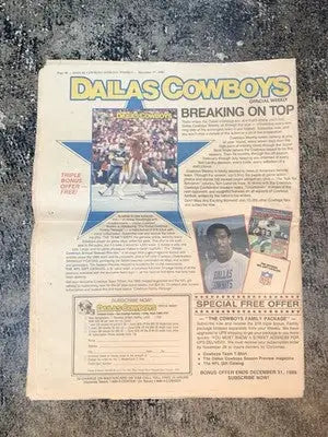 Tom Landry Signed Dallas Cowboys Weekly Magazine December 27 1986 JSA Auto