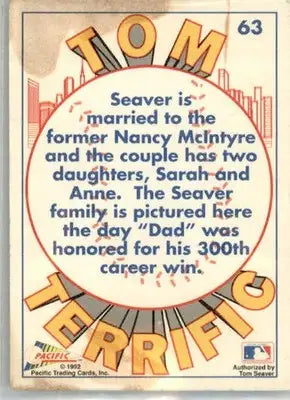Tom Seaver - 1992 Pacific Tom Seaver - #63 - Baseball - Baseball Card Single