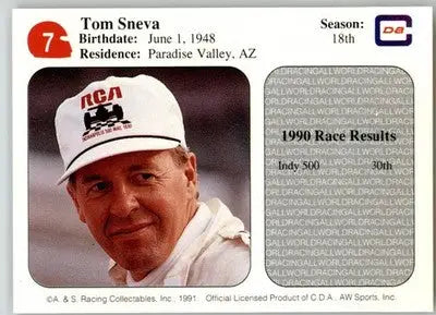 Tom Sneva - 1991 All World - #7 - Racing - Racing Card Single