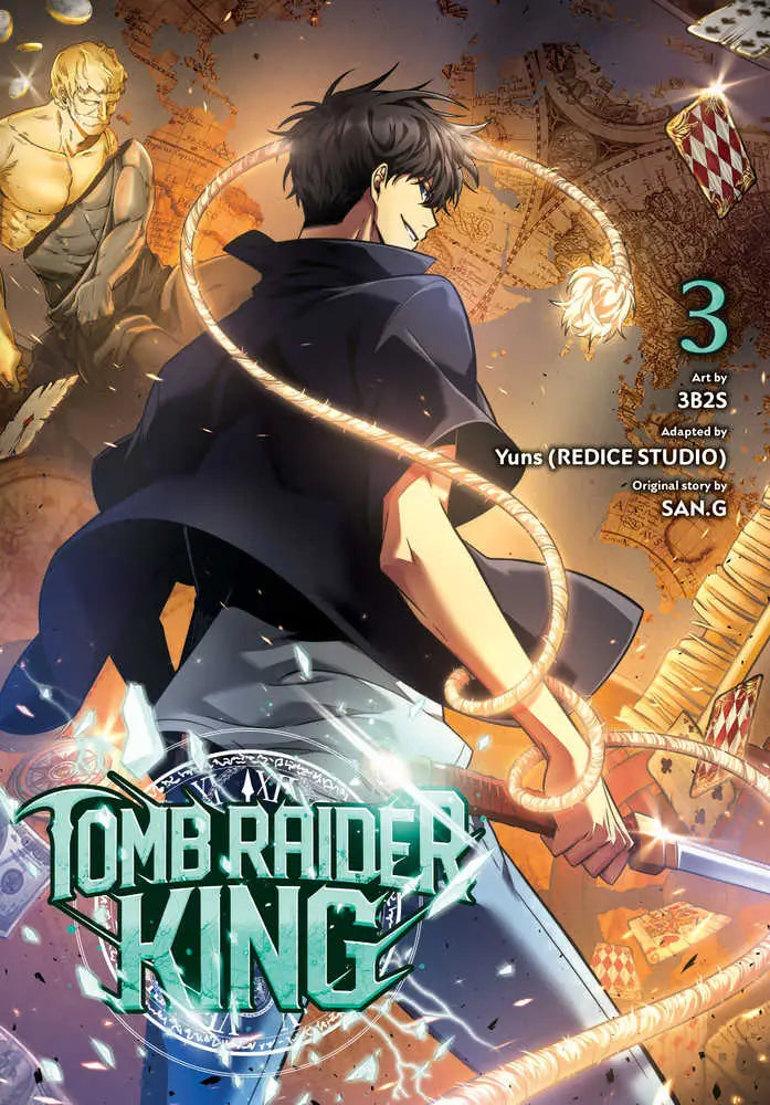 Manga cover art for Tomb Raider King Graphic Novel Volume 03 with glowing magical effects