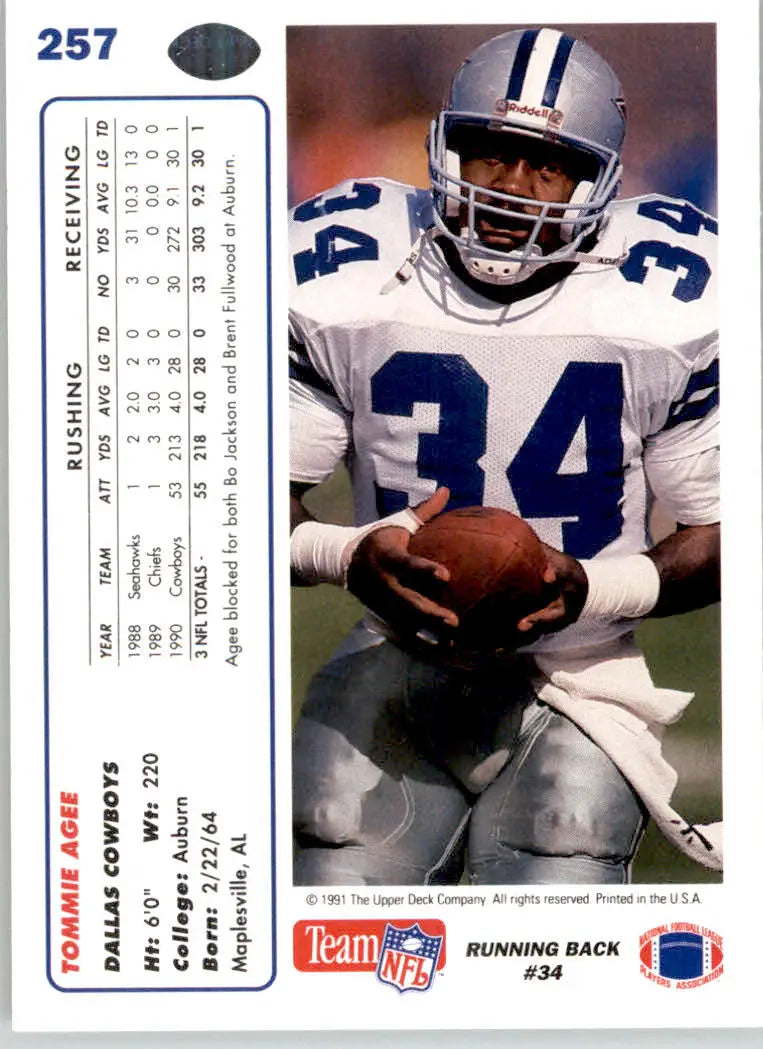 Tommie Agee - 1991 Upper Deck - #257c - Football - Football Card Single