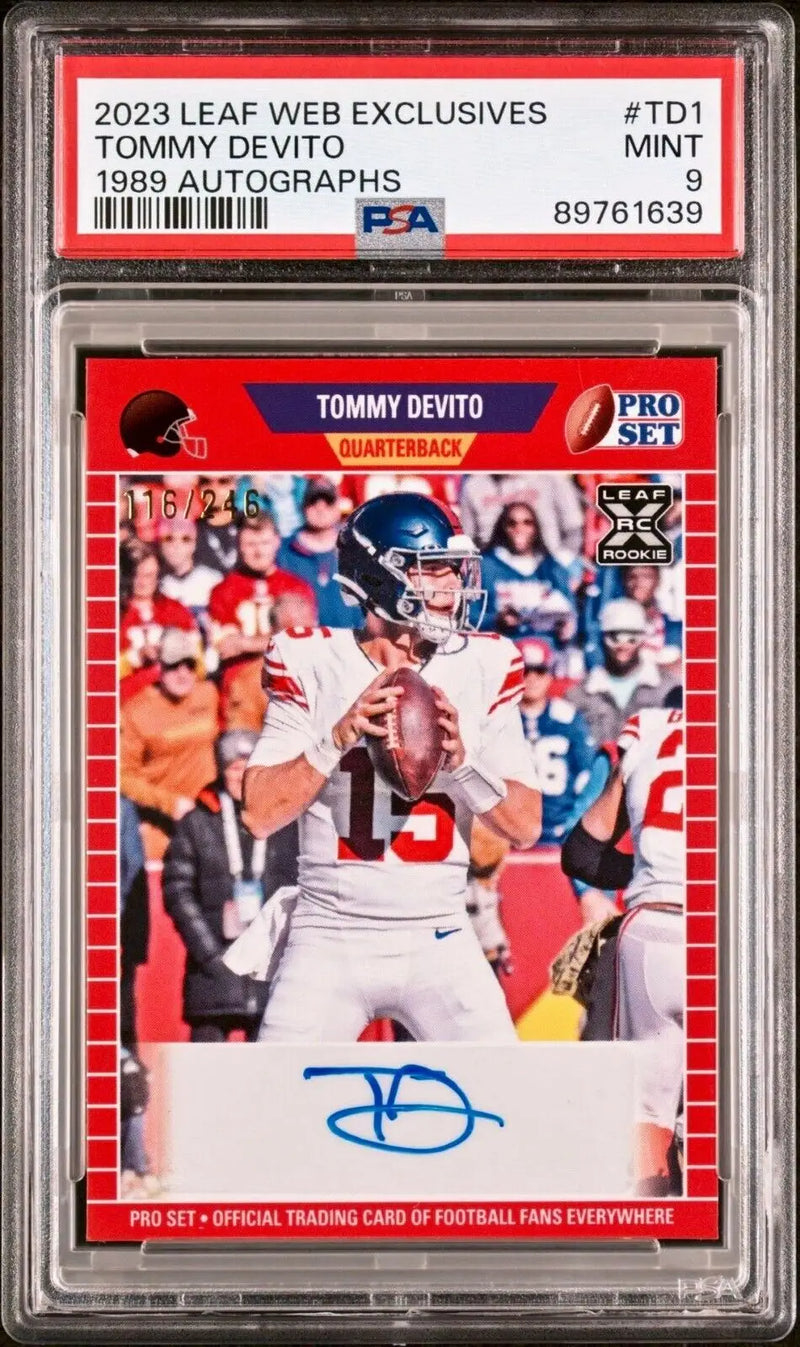 Tommy Devito 2023 Leaf NFL Rookie Autographed #PA-TD1 Card 116 of 246 PSA 9 MINT - Football Card Single