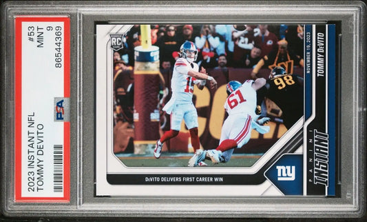 Tommy Devito 2023 Panini NFL Rookie Football #53 Card 1 of 518 Giants PSA 9 Mint - Football Card Single