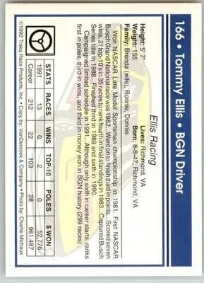 Tommy Ellis - 1992 Traks - #166 - Racing - Racing Card Single