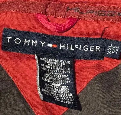 Tommy Hilfiger Pullover Mens XXL Red Quarter Zip Long Sleeve Shirt Logo Patch - Apparel