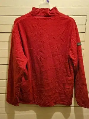 Tommy Hilfiger Pullover Mens XXL Red Quarter Zip Long Sleeve Shirt Logo Patch - Apparel