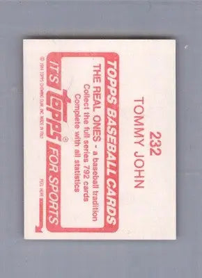 Tommy John - 1984 Topps Stickers - #232 - Baseball - Baseball Card Single