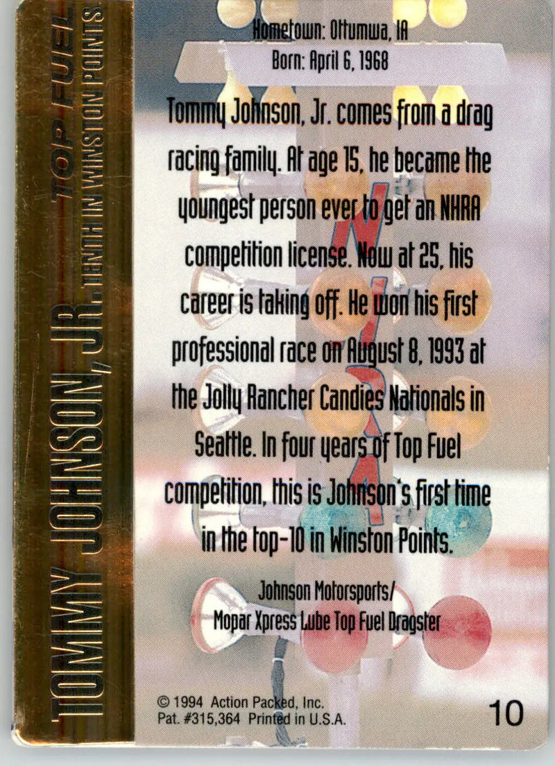 Tommy Johnson Jr. - 1994 Action Packed NHRA - #10 - Racing