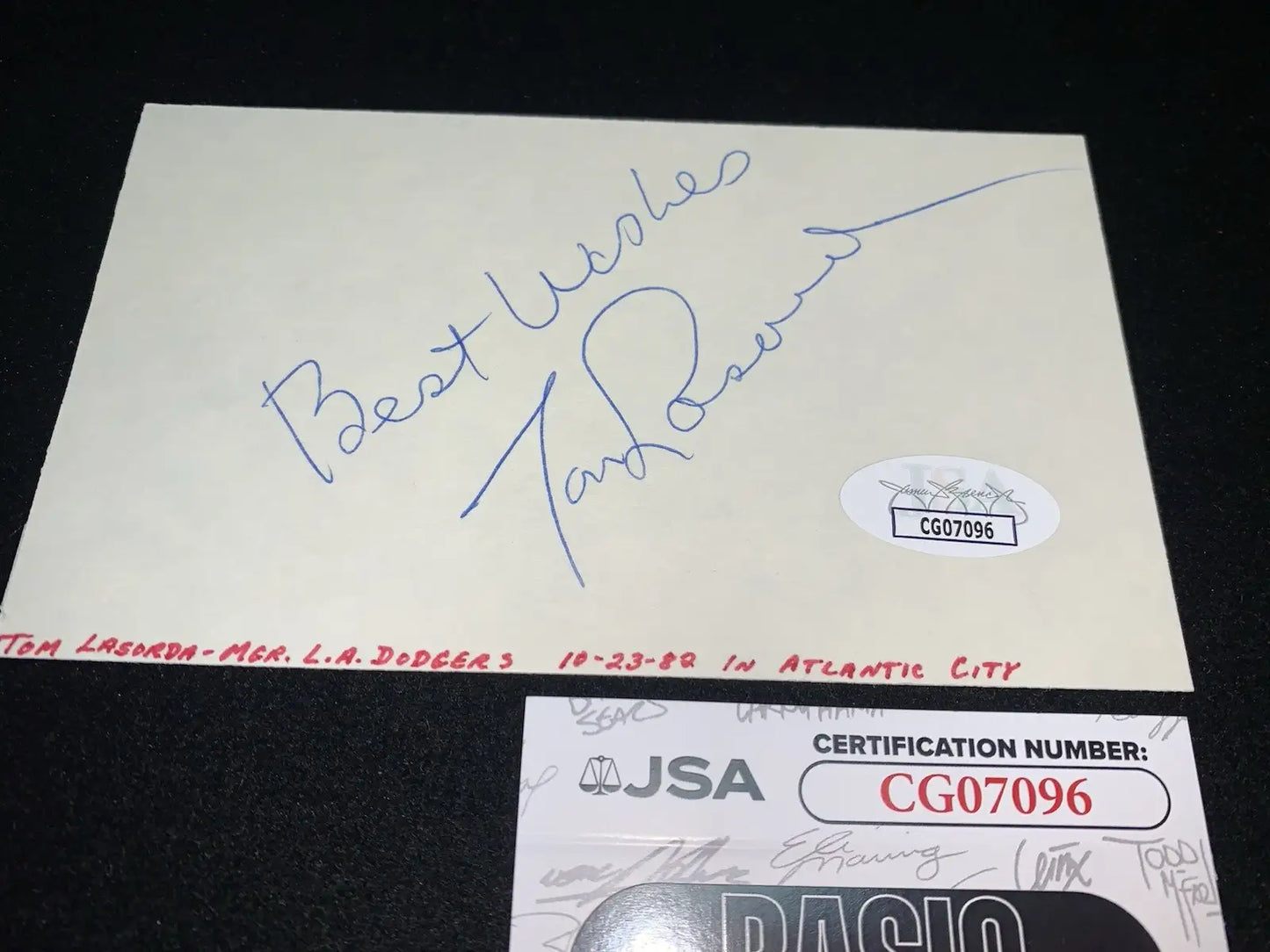 Tommy Lasorda LA Dodgers Signed Cut Autograph JSA Certified Auto - Sports Memorabilia