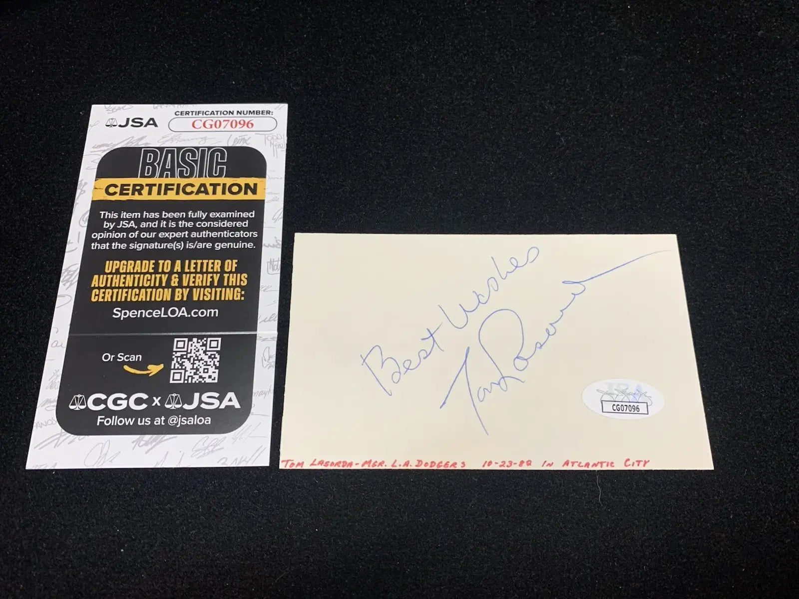 Tommy Lasorda LA Dodgers Signed Cut Autograph JSA Certified Auto - Sports Memorabilia
