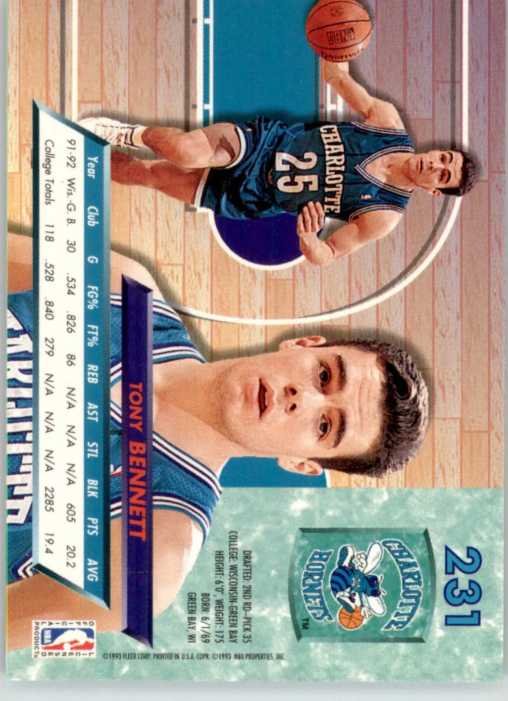 Tony Bennett - 1992-93 Ultra - #231 - RC Basketball - Basketball Card Single