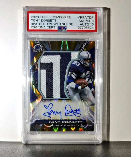 Tony Dorseett 2023 Topps #RPA-TDR Resurgence Patch Gold 41/50 PSA 8 Auto 10 - Football Card Single