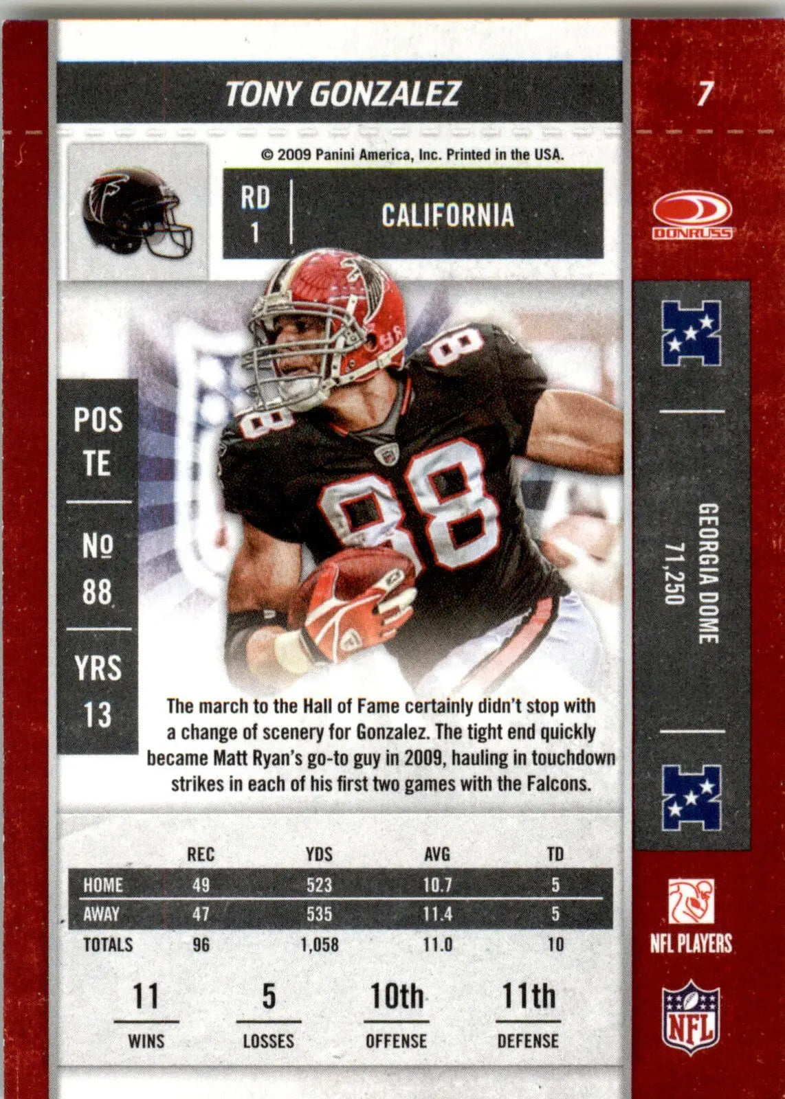 Tony Gonzalez - 2009 Playoff Contenders - #7 - Football - Football Card Single