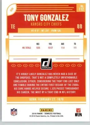 Tony Gonzalez - 2018 Donruss - #112 - Football - Football Card Single