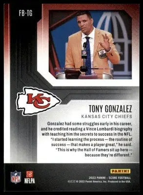 Tony Gonzalez 2022 Score First Ballot #FB-TG Kansas City Chiefs - Football Card Single