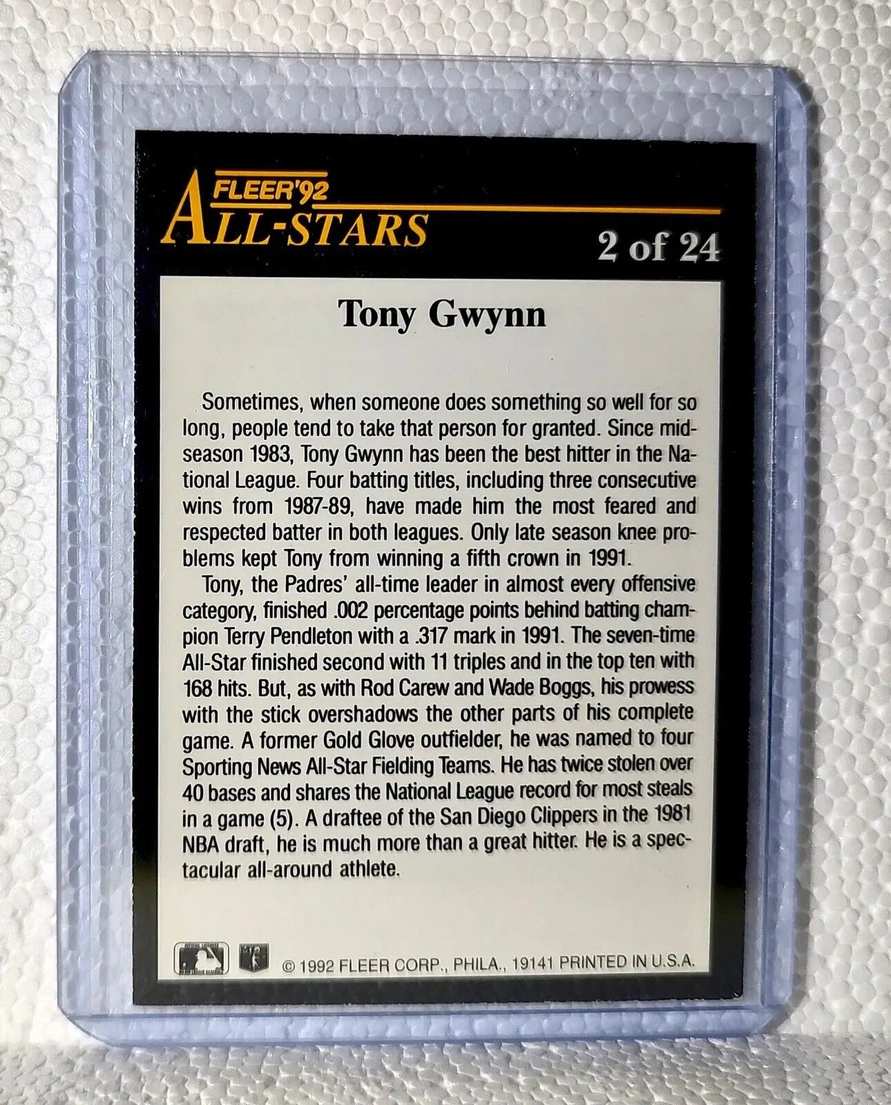 Tony Gwynn 1992 Fleer MLB #2 All-Stars Baseball Card San Diego Padres - Baseball Card Single