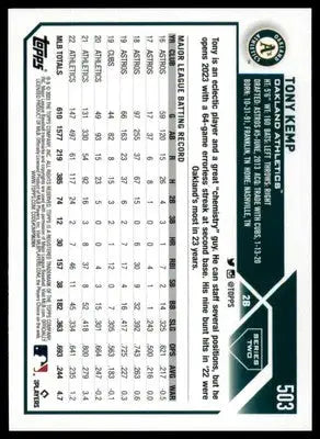 Tony Kemp 2023 Topps #503 Oakland Athletics - Baseball Card Single