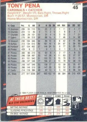 Tony Pena - 1988 Fleer - #45 - Baseball - Baseball Card Single