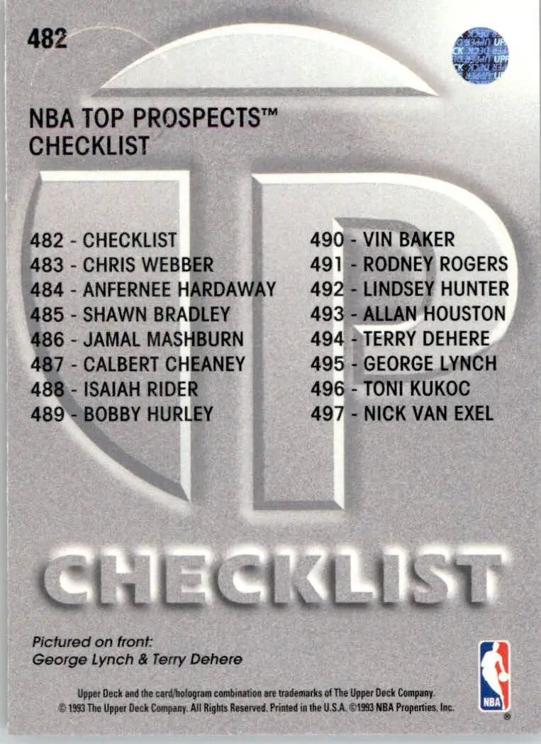 Top Prospects Checklist - 1993-94 Upper Deck - #482 - Basketball - Basketball Card Single