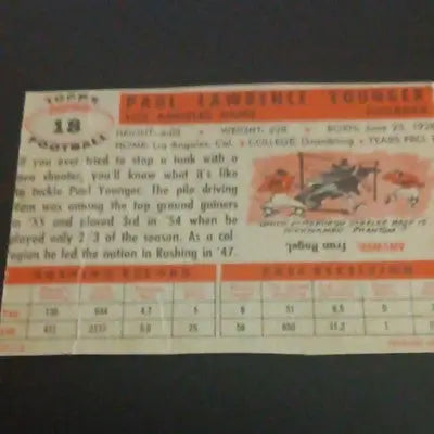 Topps 1956 - Paul Younger Los Angeles Rams #18. (RC) NFL. *crease. VG+ - Football Card Single