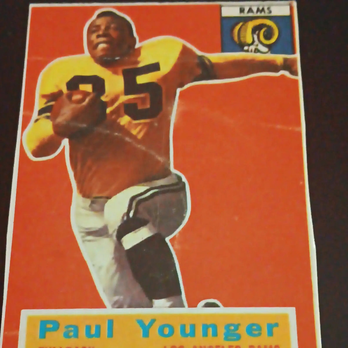 Topps 1956 - Paul Younger Los Angeles Rams #18. (RC) NFL. *crease. VG+ - Football Card Single