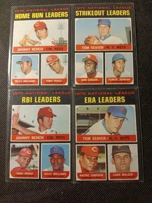 Topps 1971 Leaders - 4-Card Lot #s 64 66 68 72. Bench Seaver. VG+ - EX+ - Baseball Card Single