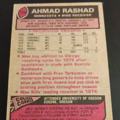 Topps 1977 - Ahmad Rashad Minnesota Vikings #359. NFL. EX - Football Card Single