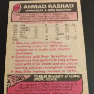 Topps 1977 - Ahmad Rashad Minnesota Vikings #359. NFL. EX - Football Card Single