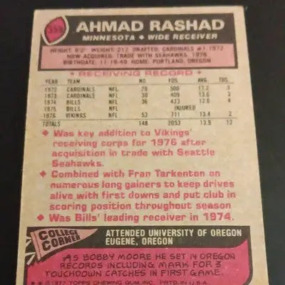Topps 1977 - Ahmad Rashad Minnesota Vikings #359. NFL. EX - Football Card Single