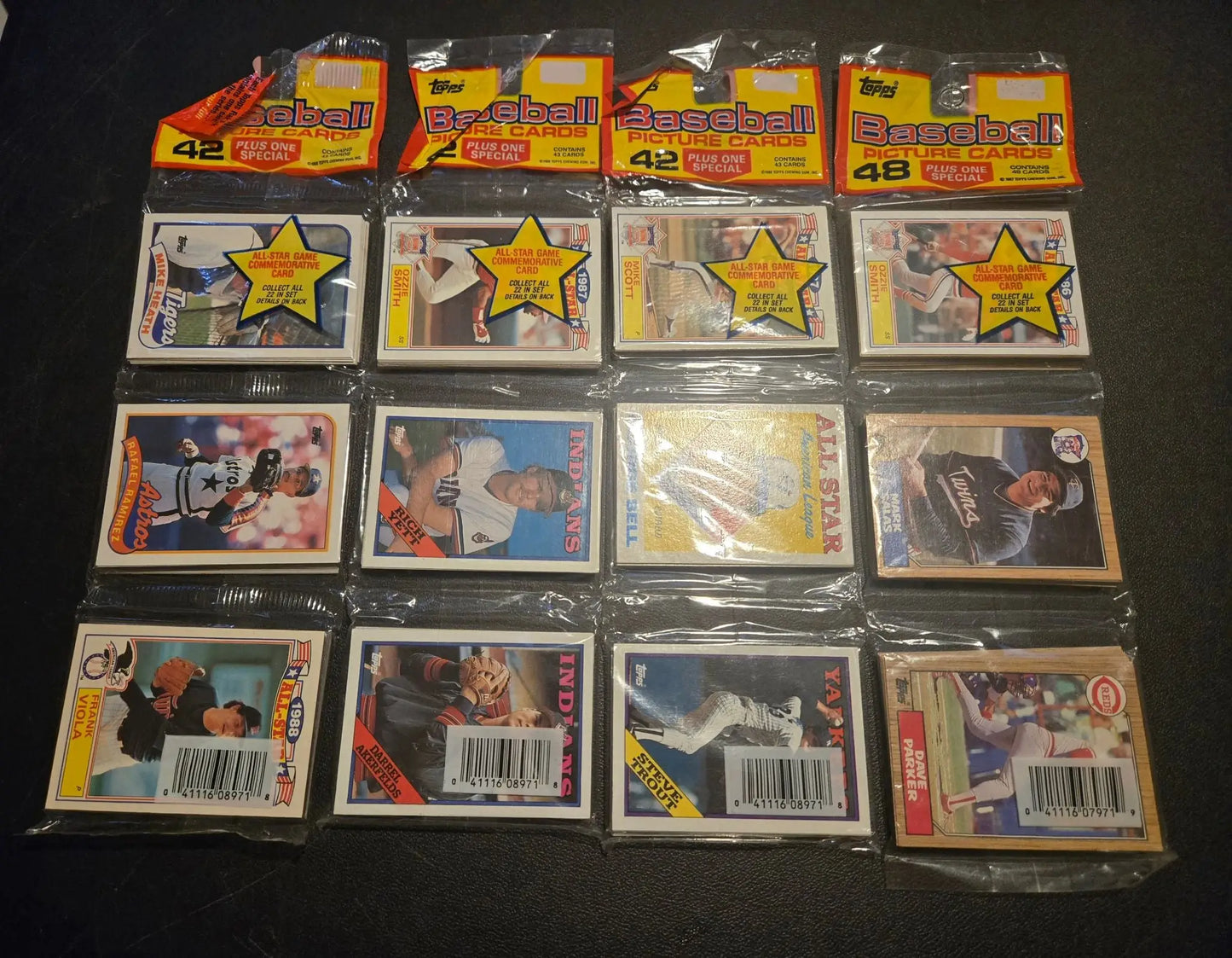 Topps 1987,1988,1989 Baseball Rak Pak Lot 4 Sealed Packs All-Star Insert Vintage - Trading Cards