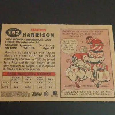 Topps 2002 Topps Heritage - Marvin Harrison #152. Indianapolis Colts. NFL. NRMT+ - Football Card Single