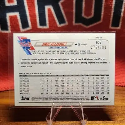 Topps 2021 Vince Velasquez #653 Foilboard /790 Serial Numbered MLB Phillies - Baseball Card Single