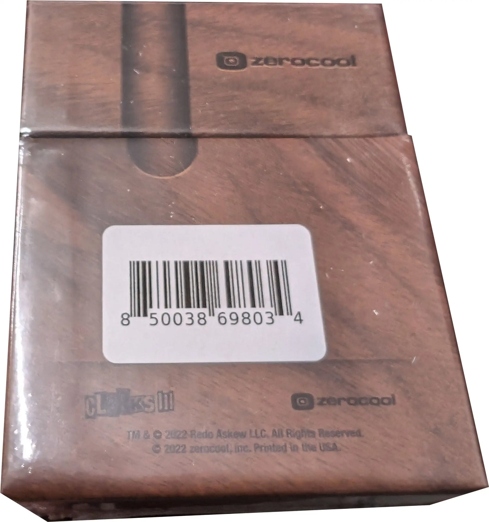 Brown metallic box with barcode labeled Zerocool for Topps trading cards set
