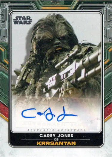 Star Wars autograph card featuring Krrrsantan, a fierce Wookiee by Carey Jones