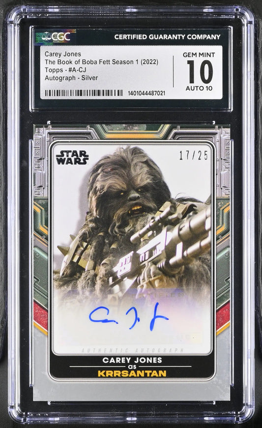 Graded Carey Jones Star Wars autograph card in Topps 2022 Gem Mint condition
