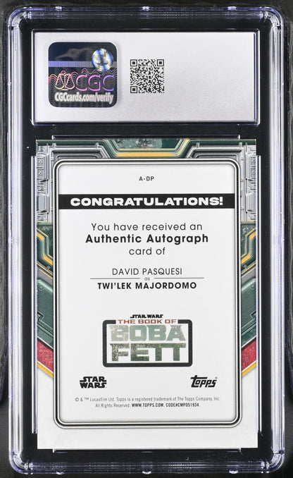 Graded Topps 2022 Star Wars Boba Fett Autograph Card David Pasquesi CGC 9.5 Mint+