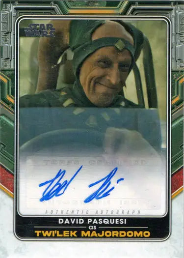 Star Wars trading card featuring Twi’lek Majordomo with David Pasquesi autograph