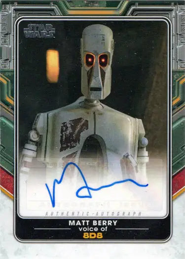 Medical droid 8D8 with red eyes on Topps 2022 Star Wars Matt Berry Autograph Card