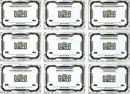 Collection of nine Star Wars trading card templates featuring concept art designs