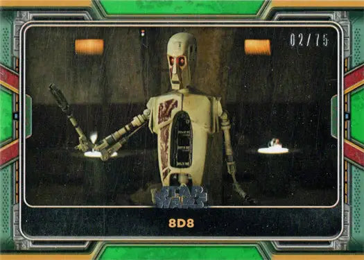 Metallic droid with mechanical details featured on Topps 2022 Star Wars Green Parallel Card