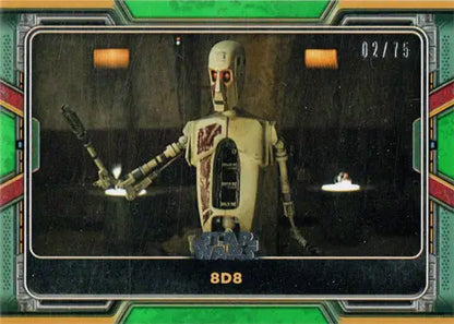 Metallic droid with mechanical details featured on Topps 2022 Star Wars Green Parallel Card