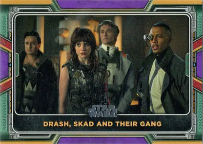 Trading card featuring Star Wars characters in dark tactical gear, Topps 2022 Purple Parallel