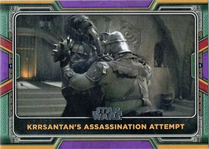 Trandoshan bounty hunter assassination on Topps 2022 Star Wars Purple Parallel trading card