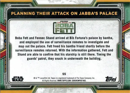 Boba Fett and Fennec Shand strategizing in Topps 2022 Purple Parallel Trading Card